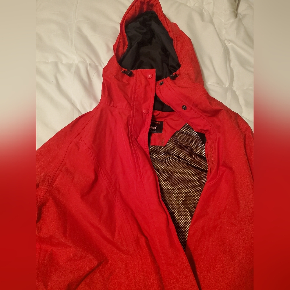 Red Knee Length Women's Small LL Bean Rain Jacket